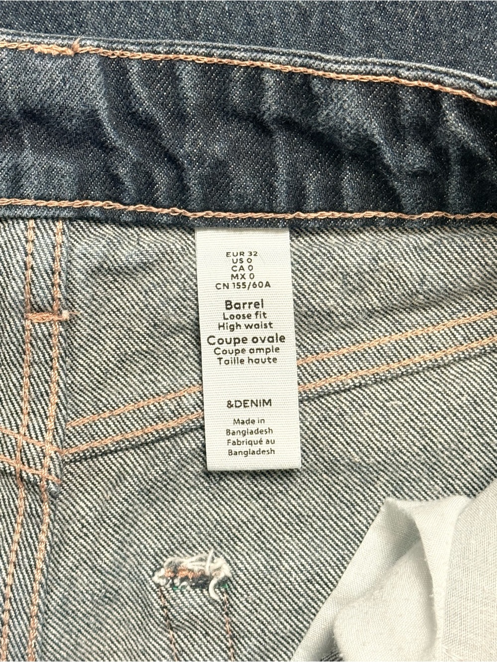 &Denim Barrel Jeans High Rise Loose Fit Dark Wash Size 0 - Picture 8 of 9